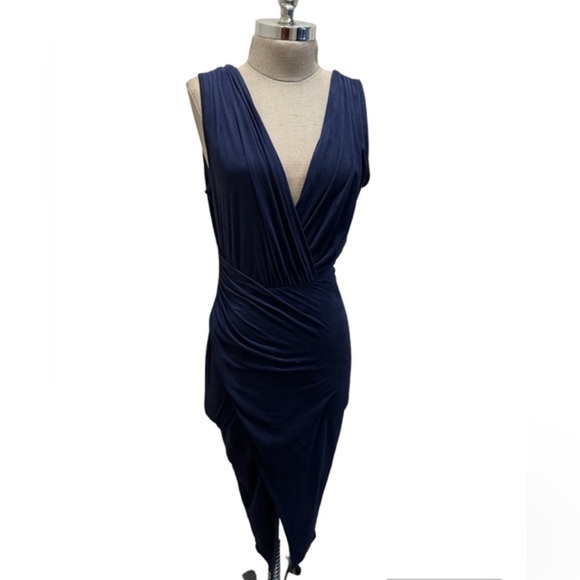 Fashion Nova Navy Blue Vegan Velvet Social Dress - M - Picture 1 of 2